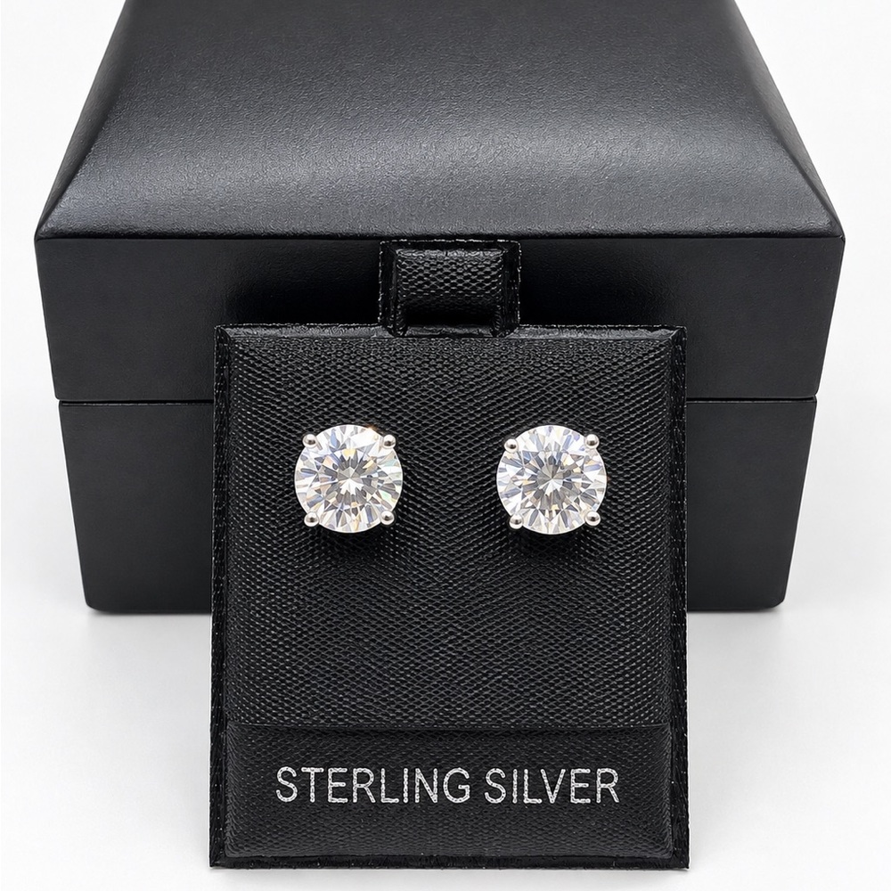 925 Sterling Silver 4.00CTW MOISSANITE Stud Push Back Unisex Earrings